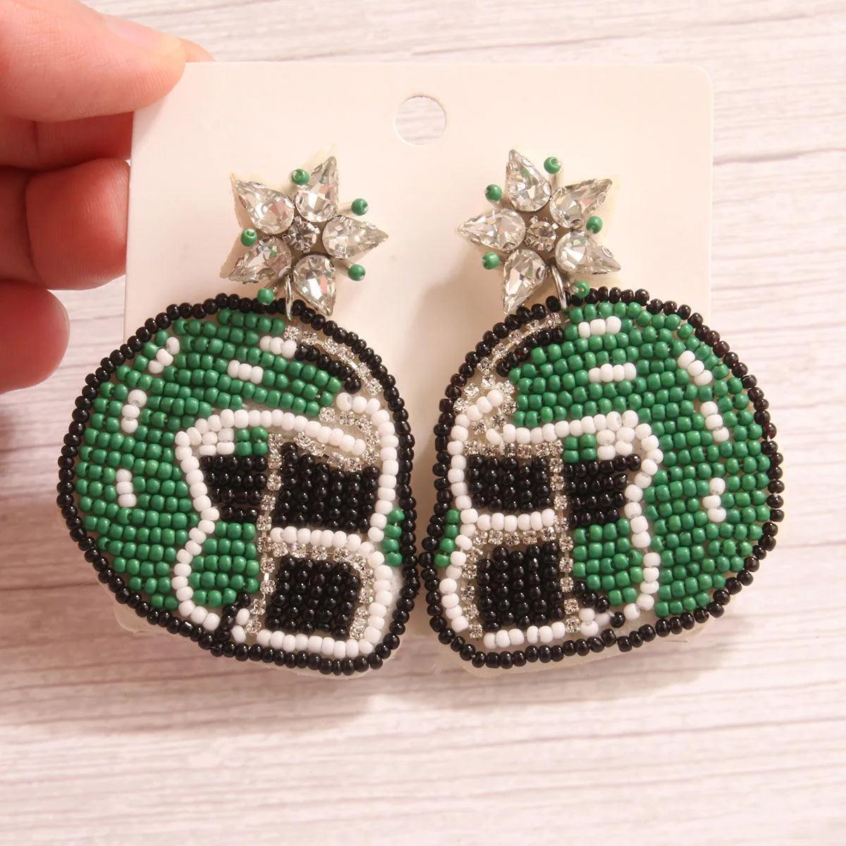 football beaded earrings - basil boutique