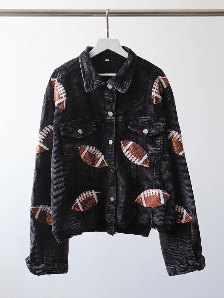 football sequin cropped jacket - basil boutique