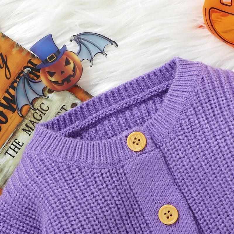 halloween knit kids cardigan - basil boutique