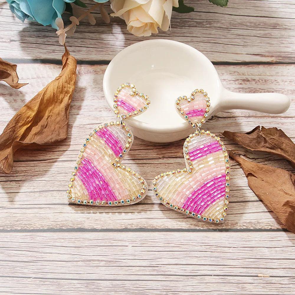 heart beaded earrings - basil boutique