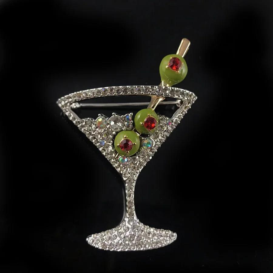 martini rhinestone earrings - basil boutique