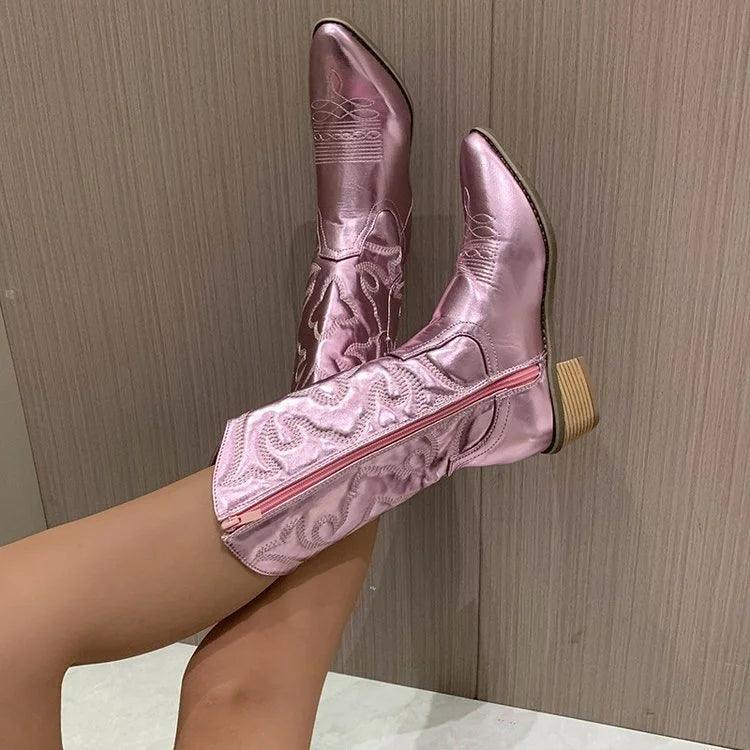 mid-calf cowgirl boots - basil boutique