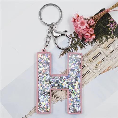 monogram sparkle keychain - basil boutique