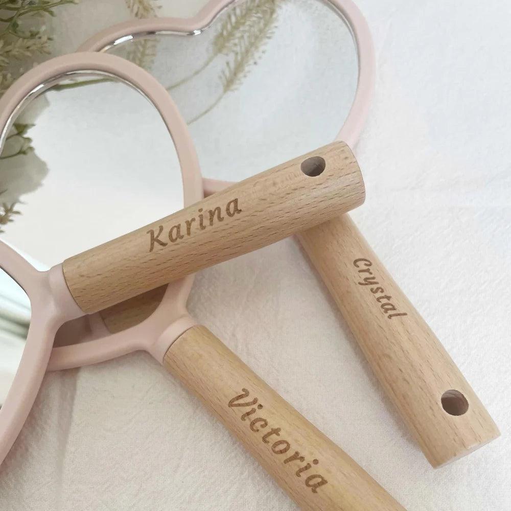 personalized heart makeup mirror - basil boutique