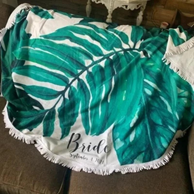 personalized palm tree beach towel - basil boutique