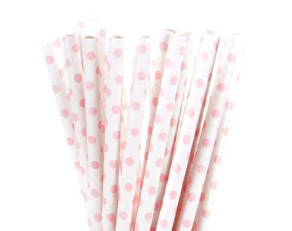 pink paper straws - basil boutique