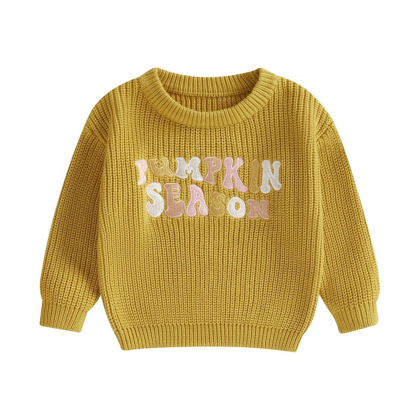 pumpkin season knit kids crew sweater - basil boutique