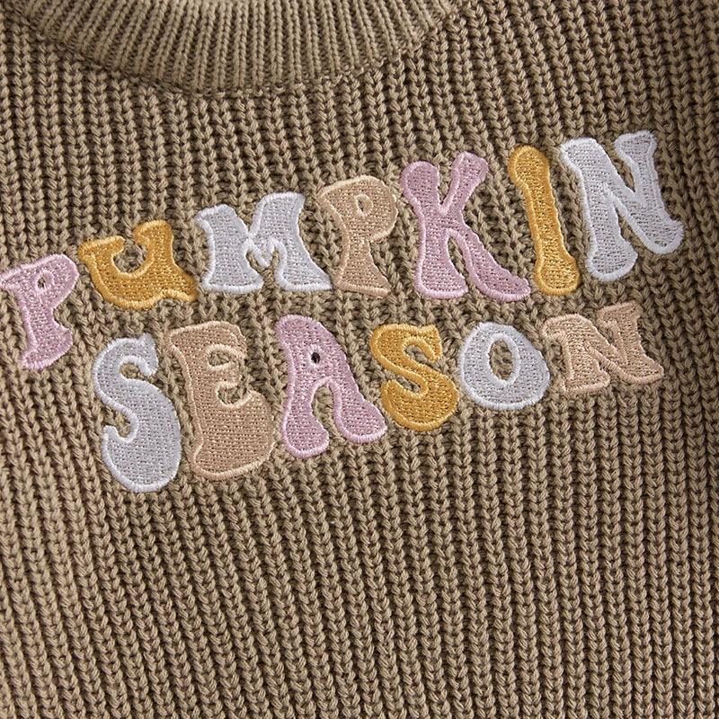 pumpkin season knit kids crew sweater - basil boutique