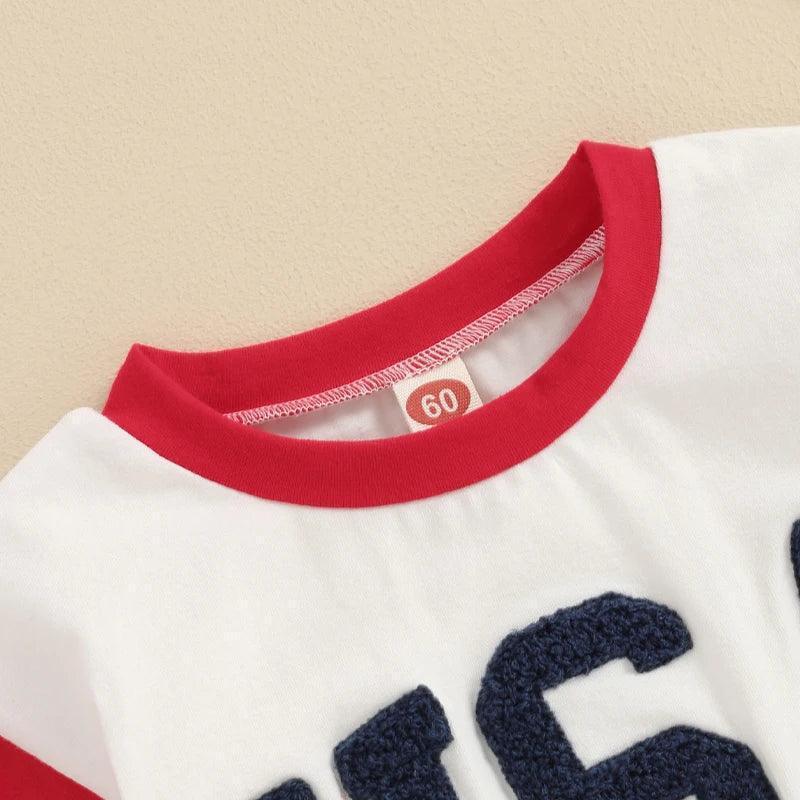 red + blue usa patch onesie - basil boutique