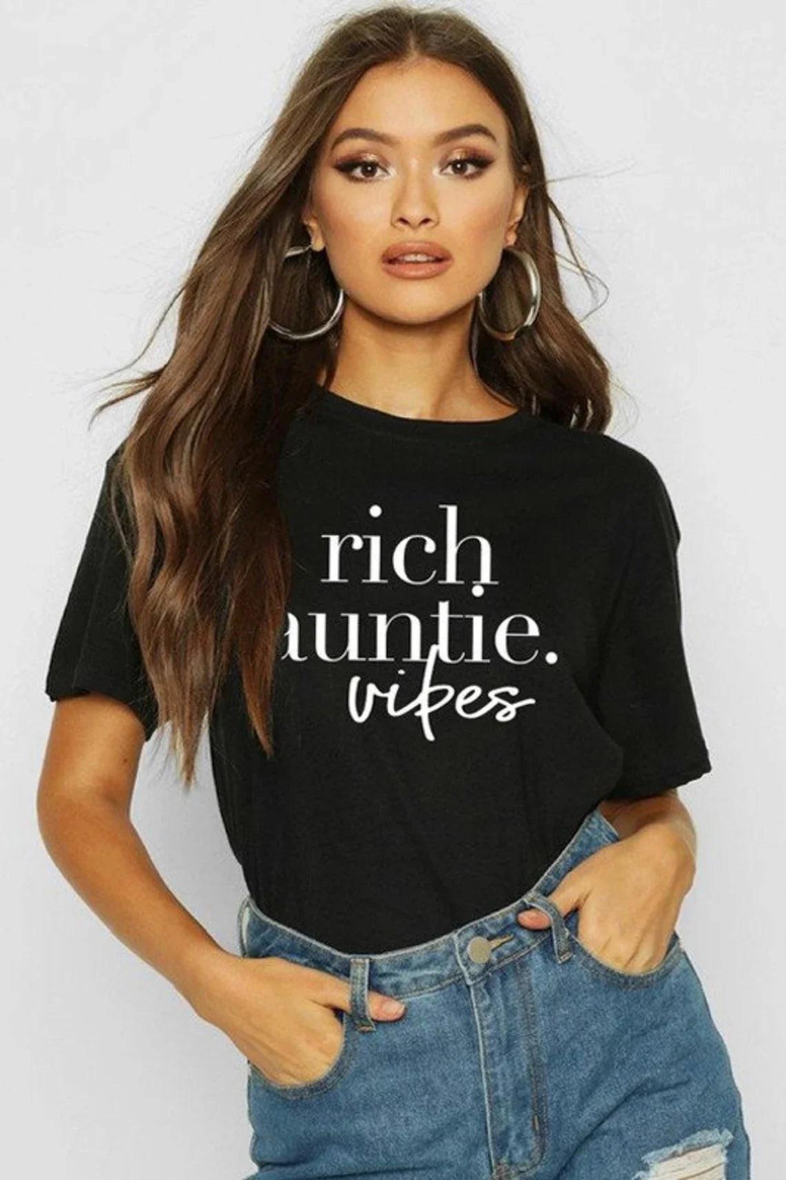 rich auntie vibes t-shirt - basil boutique