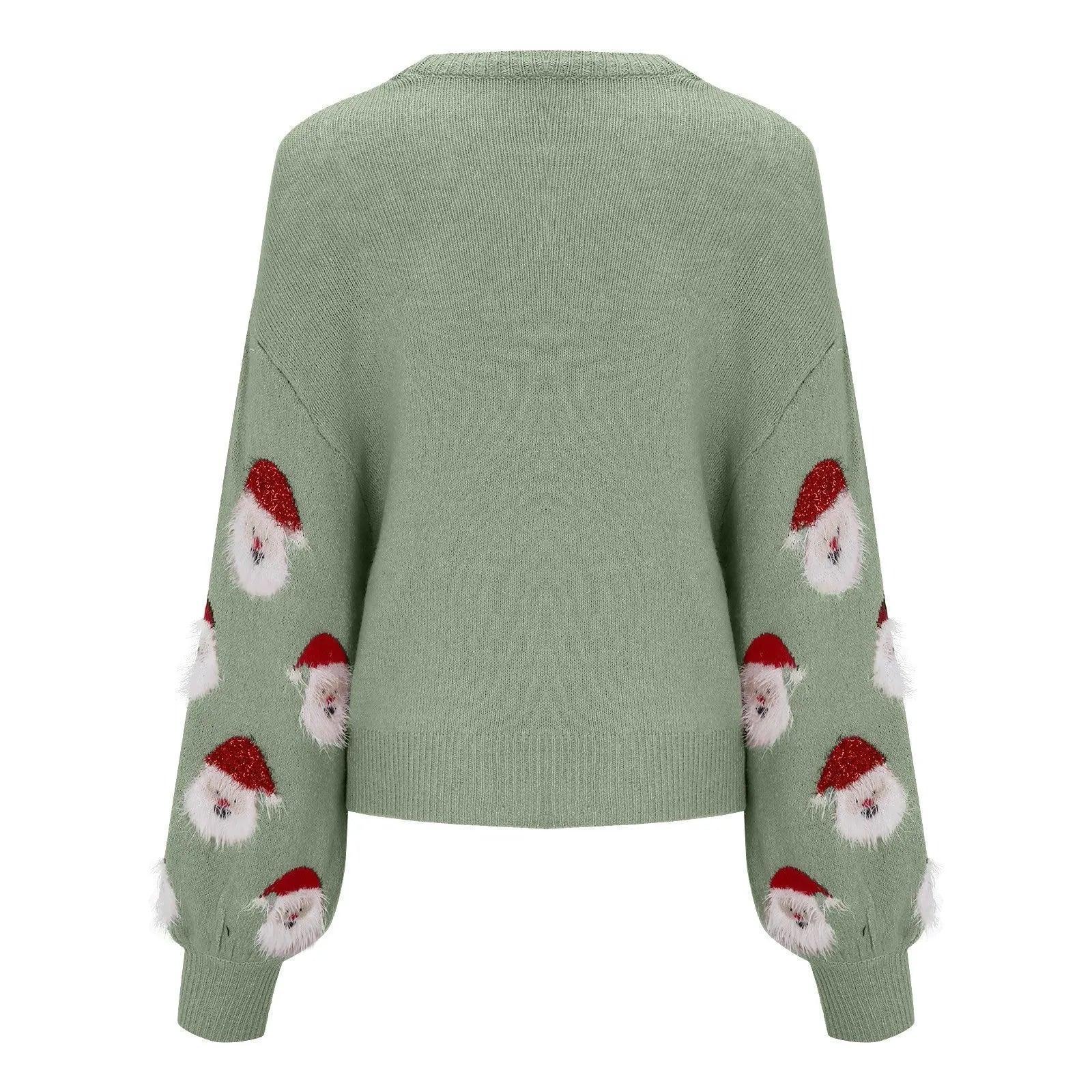 santa clause sequin crew sweater - basil boutique