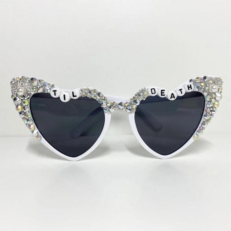 til death rhinestone heart sunglasses - basil boutique