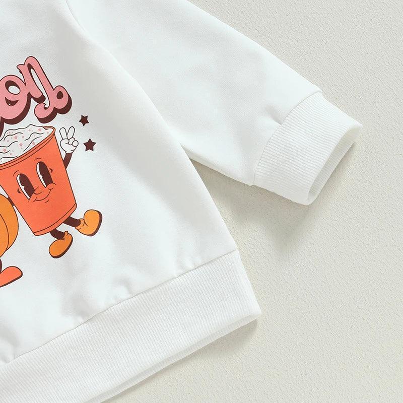 tis' the season pumpkin latte kids crew sweatshirt - basil boutique