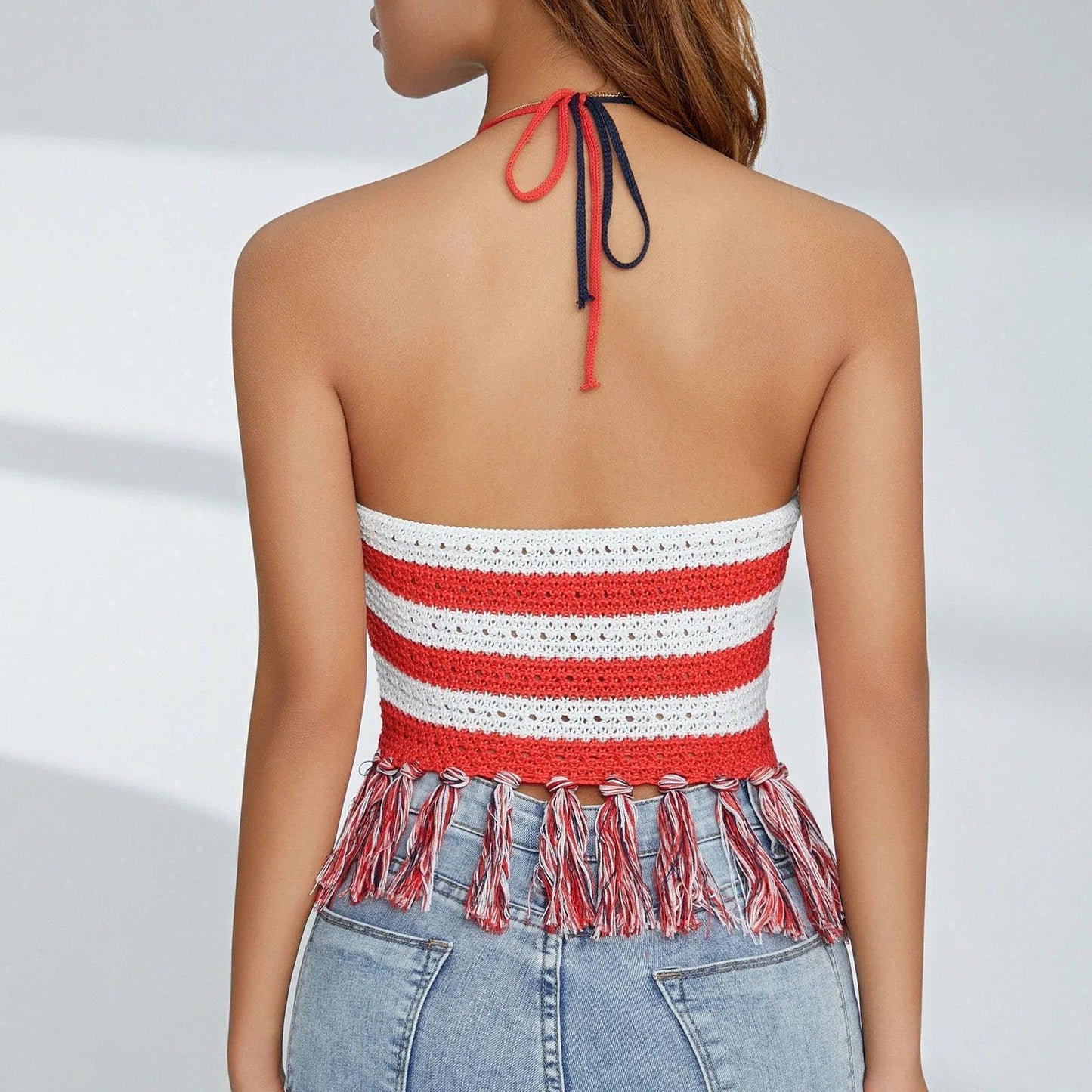 usa knit halter top - basil boutique