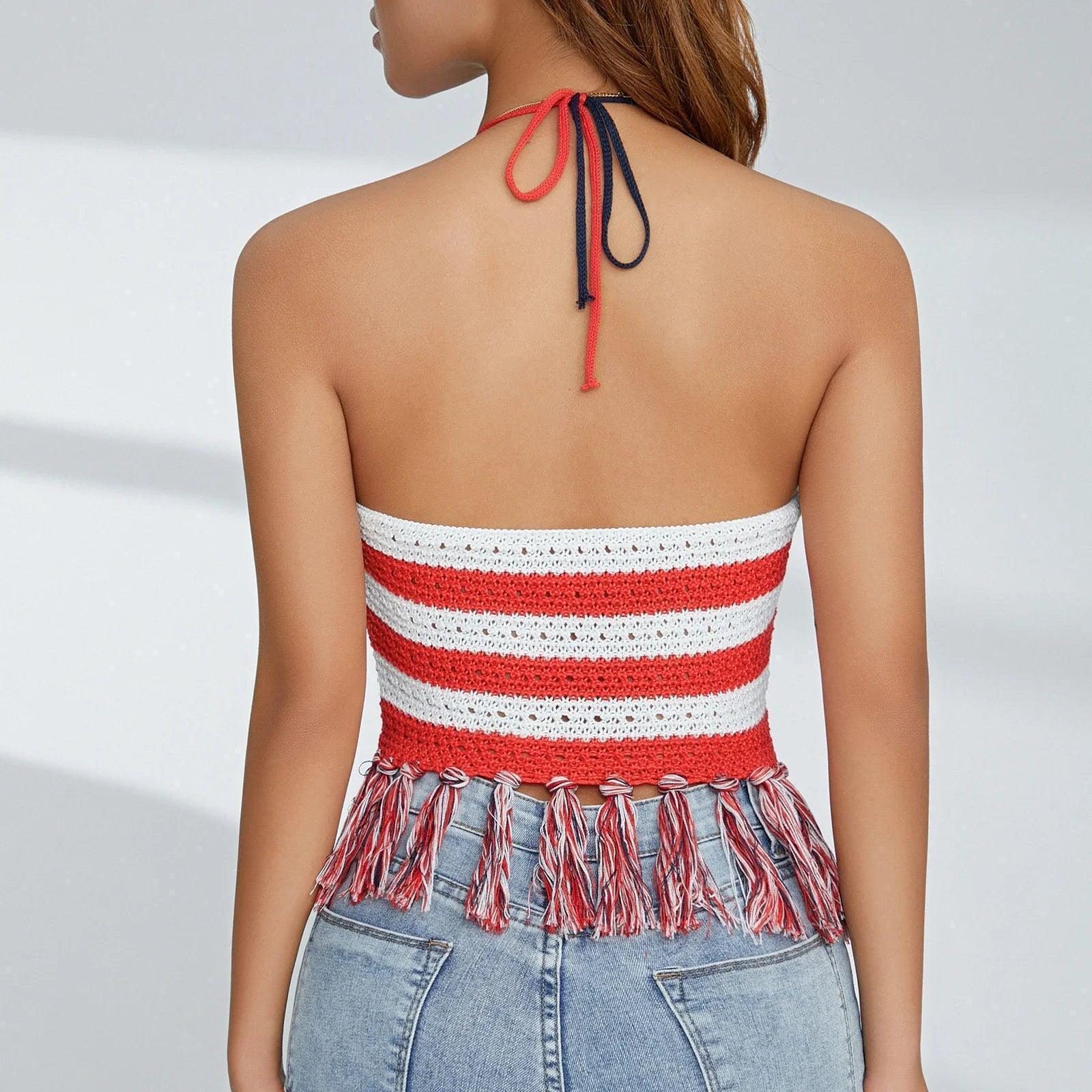 usa knit halter top - basil boutique