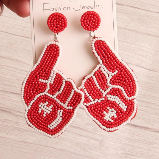 #1 foam finger beaded earrings - basil boutique