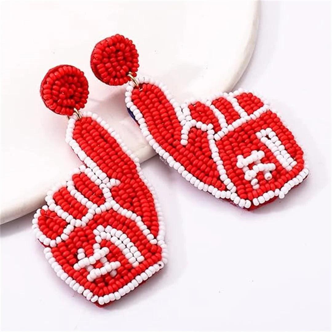 #1 foam finger beaded earrings - basil boutique