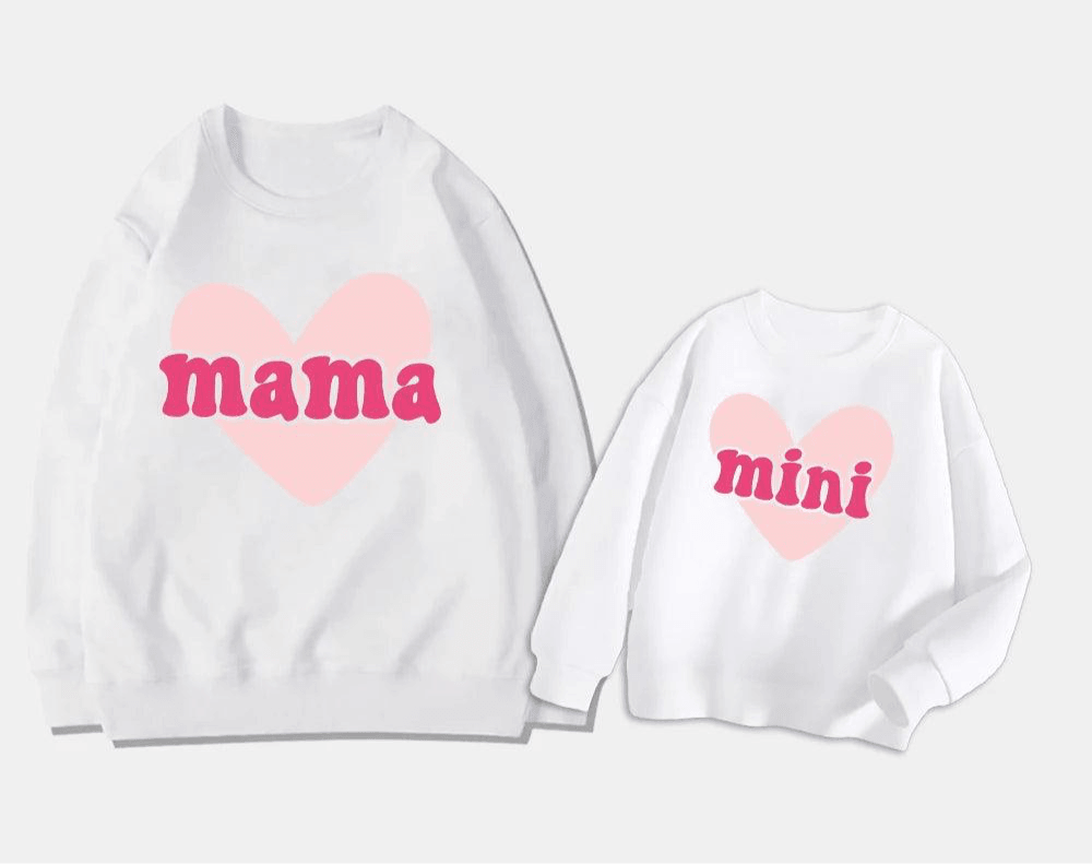 mama + mini valentine matching crew sweatshirts