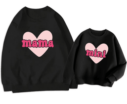 mama + mini valentine matching crew sweatshirts