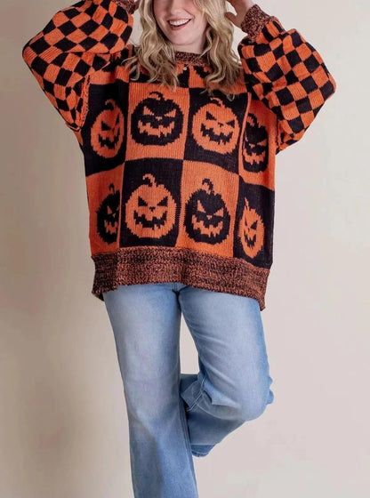 ghost checkered crew sweater - basil boutique