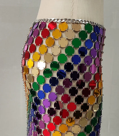 rainbow metallic skirt