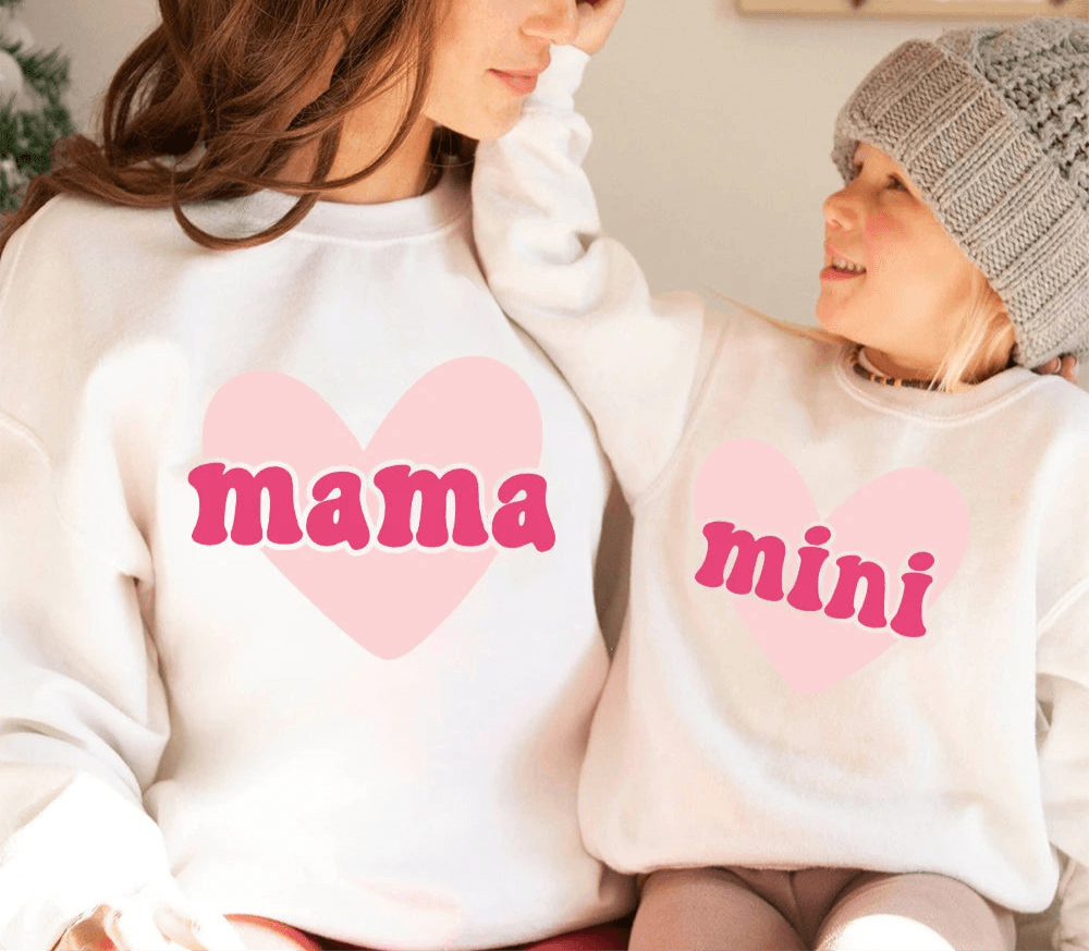 mama + mini valentine matching crew sweatshirts