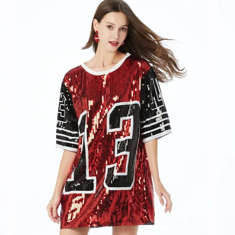 number 13 sequin t-shirt dress - basil boutique