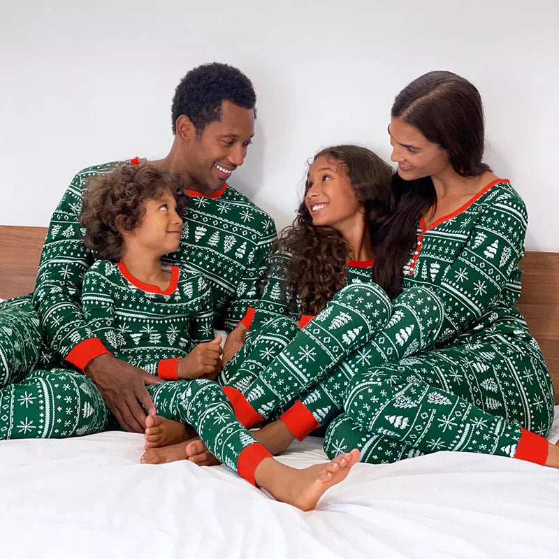 family matching sweater print pajamas