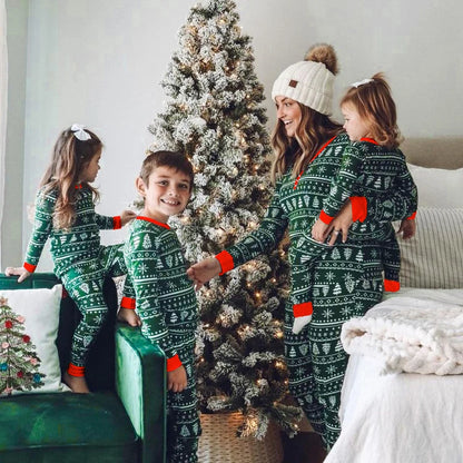 family matching sweater print pajamas