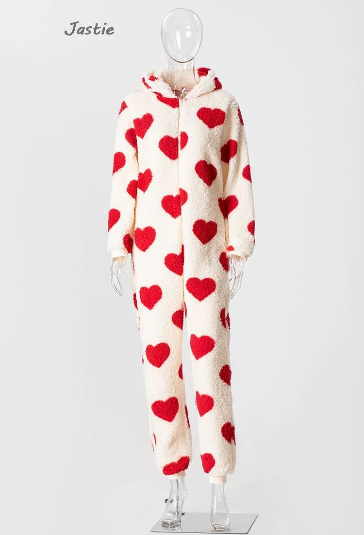 heart fleece jumpsuit - basil boutique