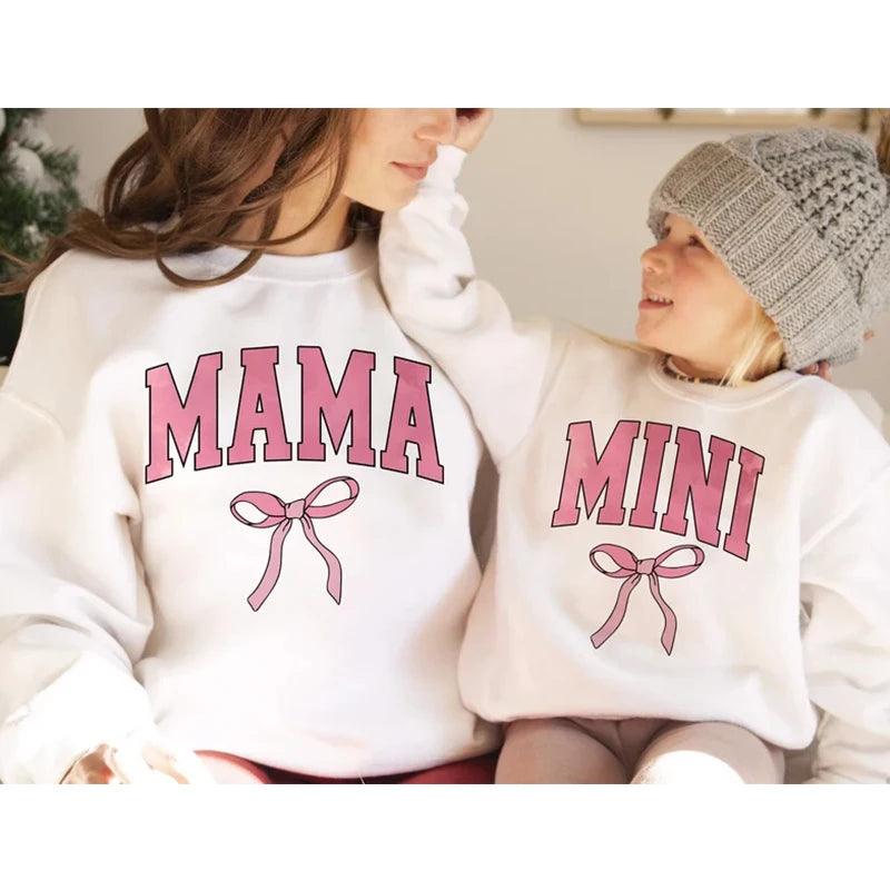 mama + mini bow matching crew sweatshirts