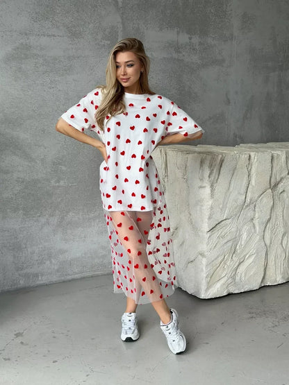 heart mesh tops + dresses