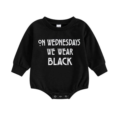 on wednesdays we wear black onesie - basil boutique