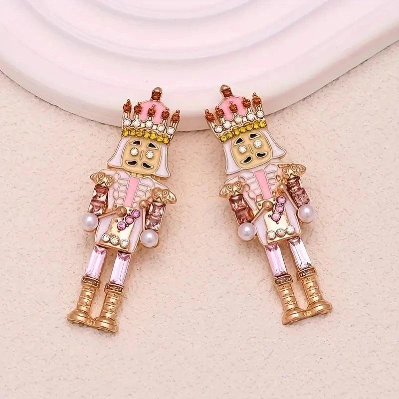 nutcracker rhinestone dangle earrings - basil boutique