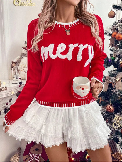merry knit crew sweater