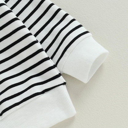 boo striped kids crew sweatshirt - basil boutique
