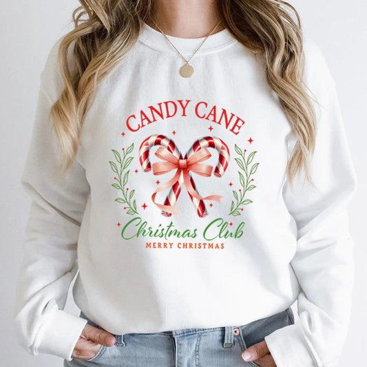 cany cane christmas club crew sweatshirt - basil boutique