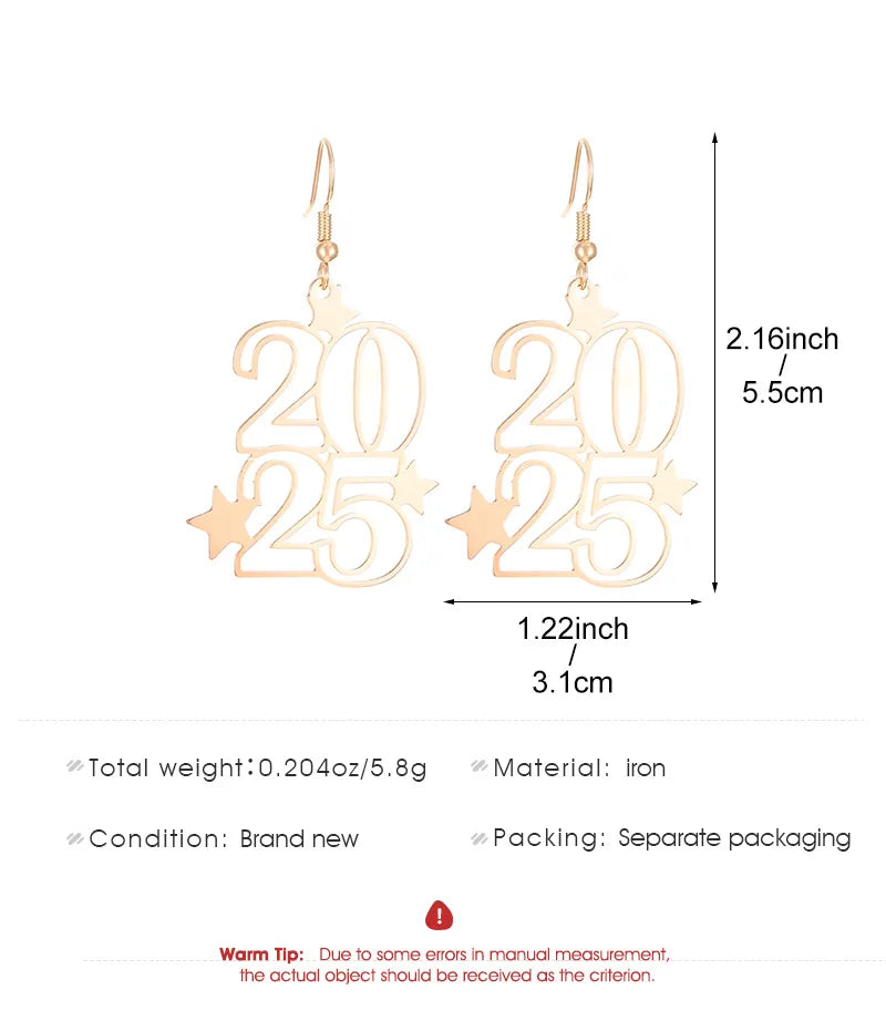 LATS Fashion Personality Alloy Star Cut-out 2025 Dangle Earrings for Women Fit New Year's Eve Welcome Party Jewelry Gift - basil boutique