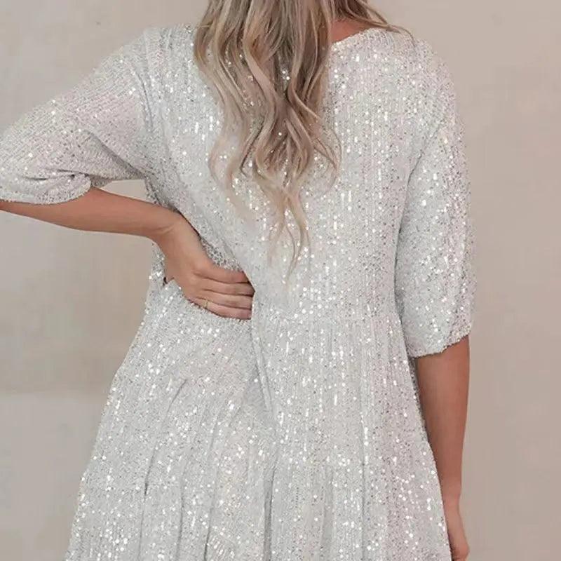 ruffle sequin party dress - basil boutique