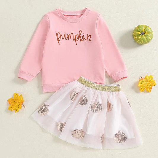 pumpkin tulle kids outfit - basil boutique