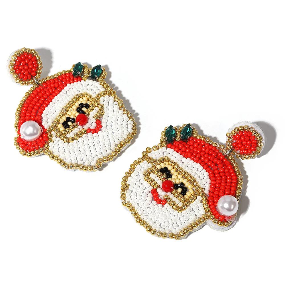 santa claus beaded earrings