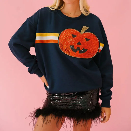 halloween vintage sequin crew sweaters - basil boutique