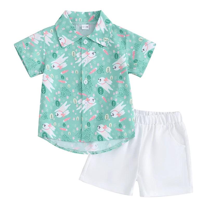 hoppy easter button down kids outfit - basil boutique