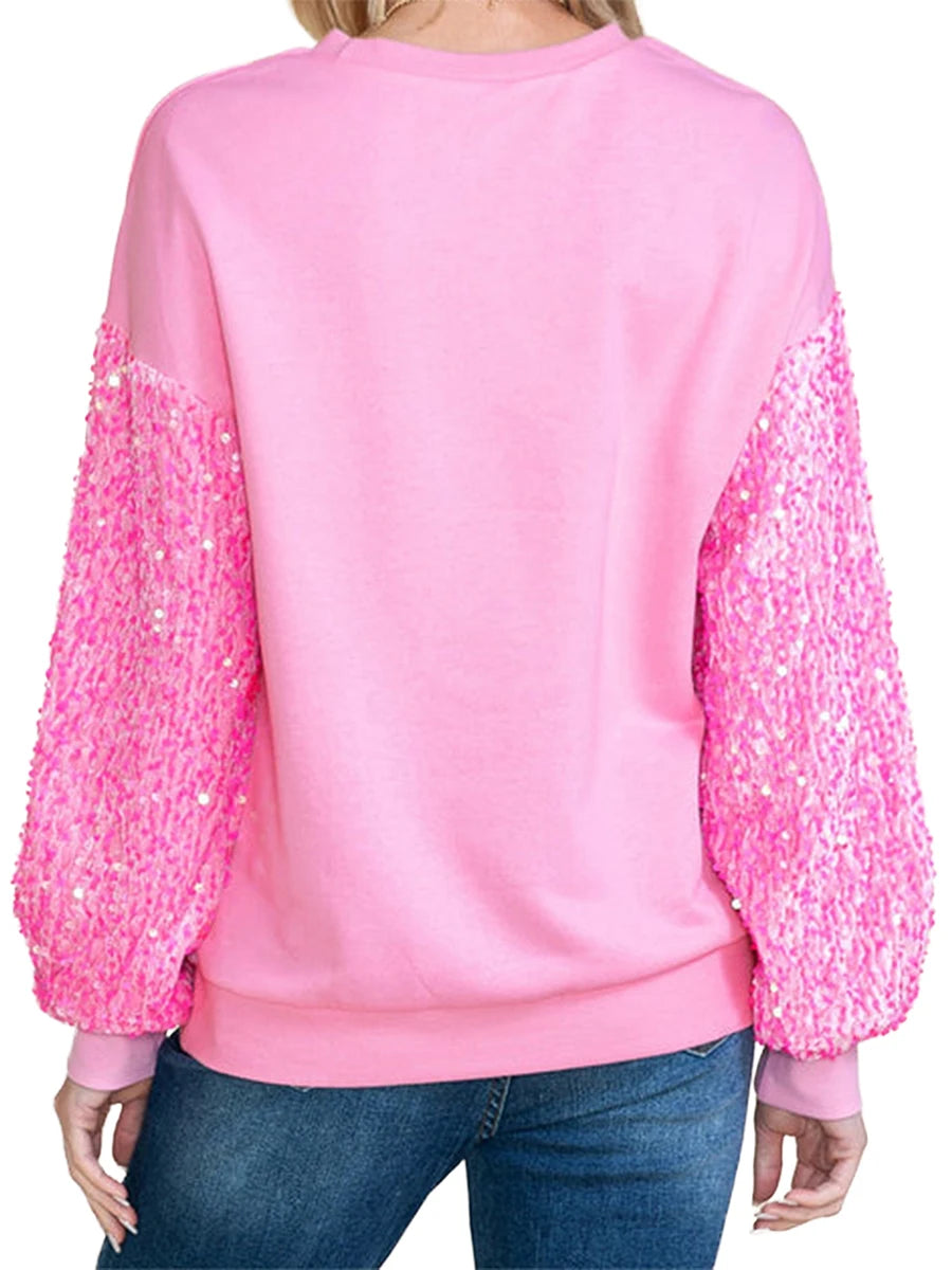 charming valentine sequin crew sweaters