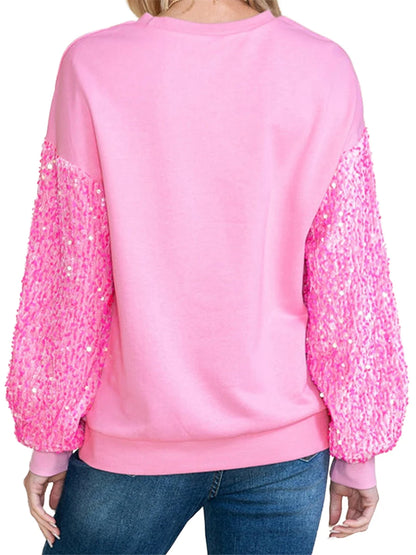 charming valentine sequin crew sweaters