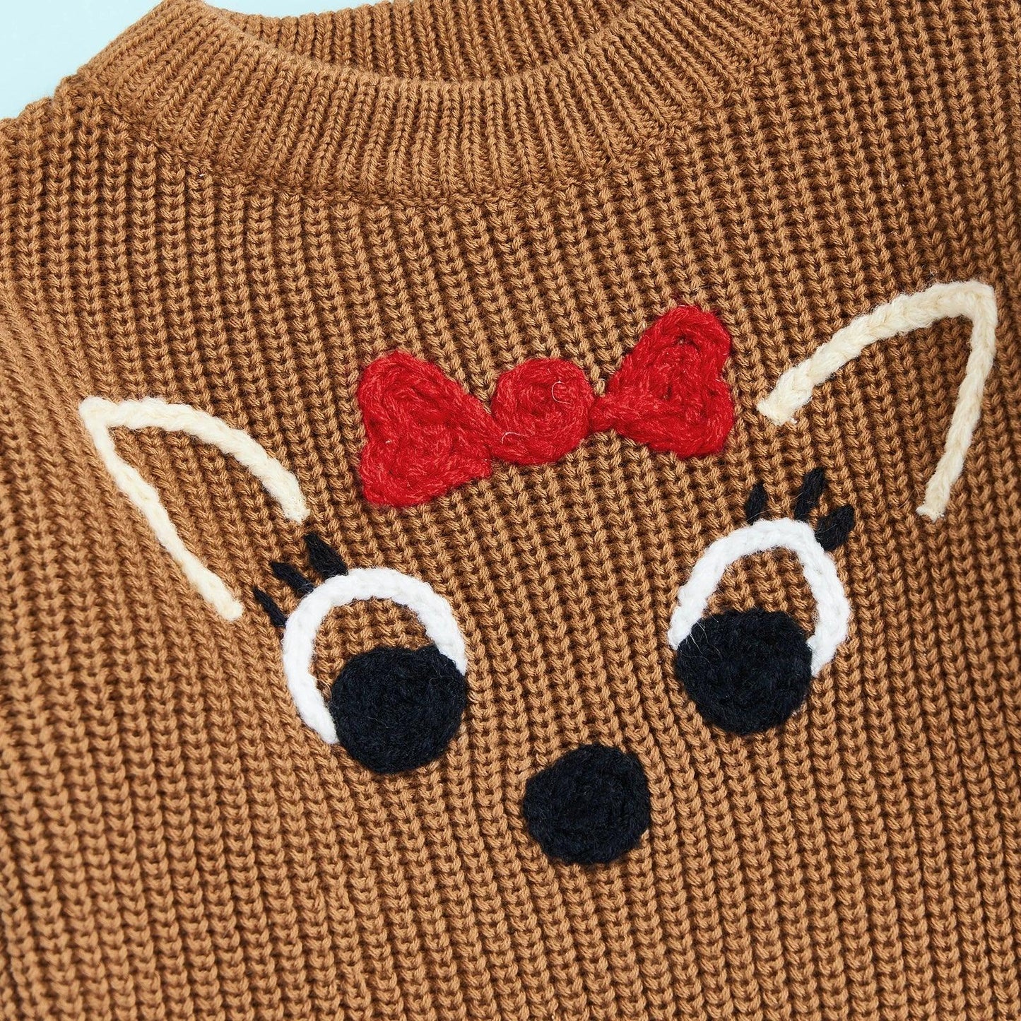 reindeer knit kid crew sweater - basil boutique