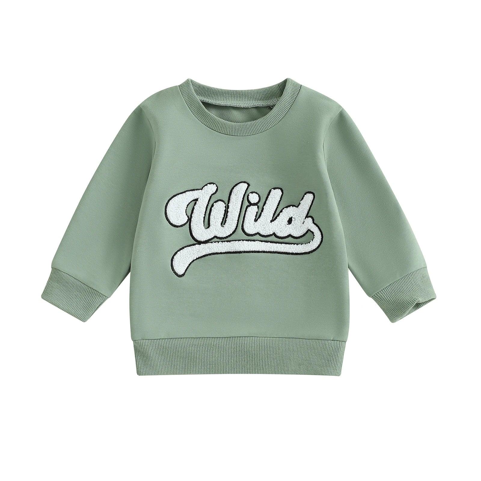 wild vintage kids crew sweatshirt - basil boutique