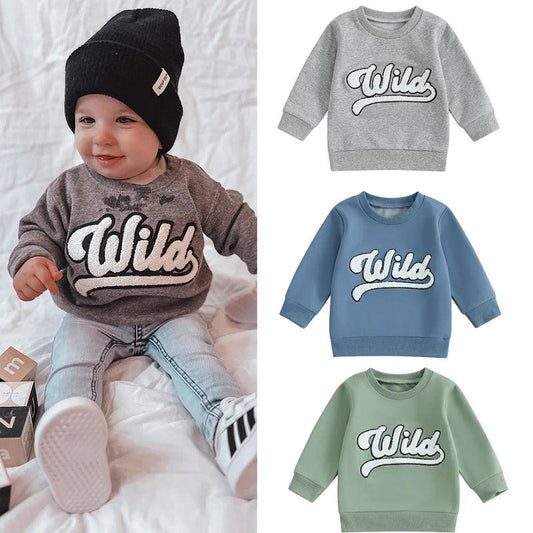 wild vintage kids crew sweatshirt - basil boutique