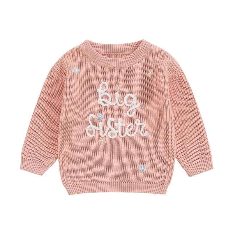 big sister floral kids crew sweater - basil boutique