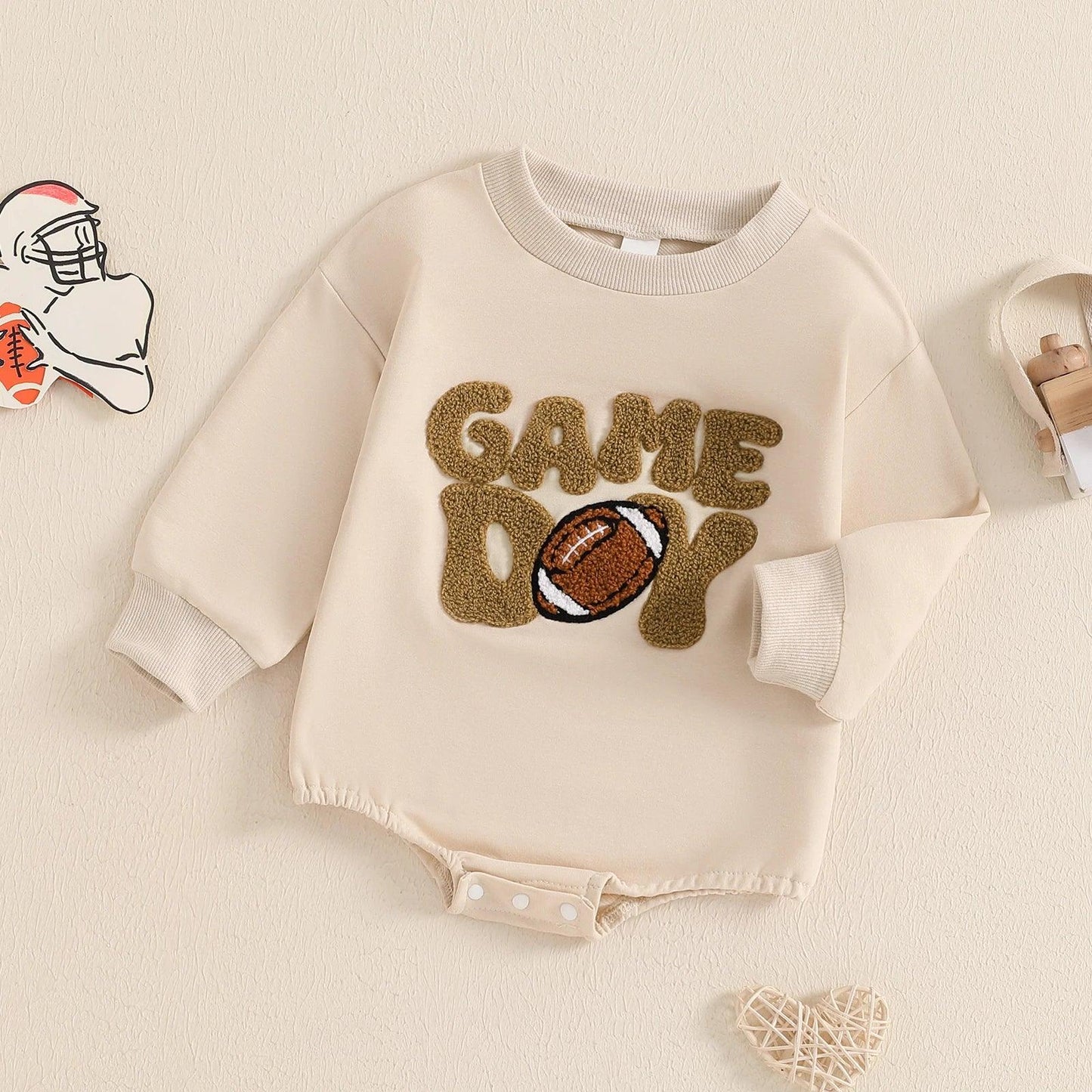 game day football retro onesie - basil boutique